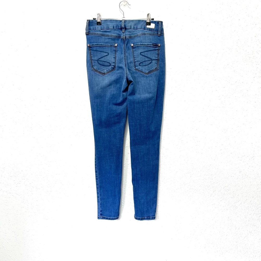 Seven7 Blue tummy less high rise Skinny Distressed Jeans 6 - Picture 5 of 7